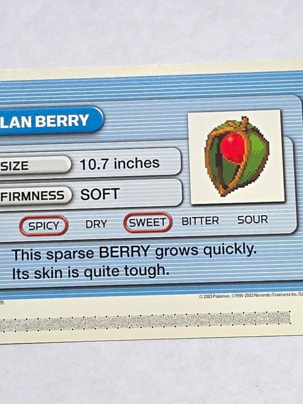2003 Pokémon Battle e-Card Chilan Berry 5277/A e-Reader English